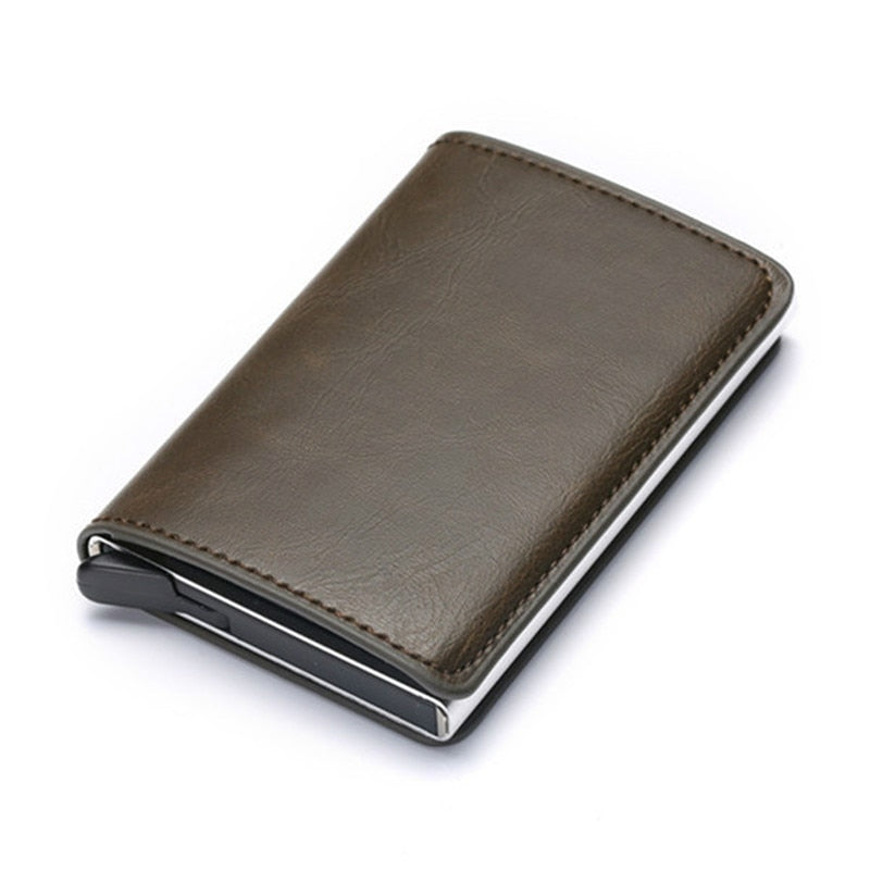 Men Woman Smart Wallet Fiber Leather RFID Cardholder with Customized Name Label