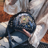 Embroidery Elephant Bag Lock Shell Leather Chain Women Shoulder Crossbody Bag