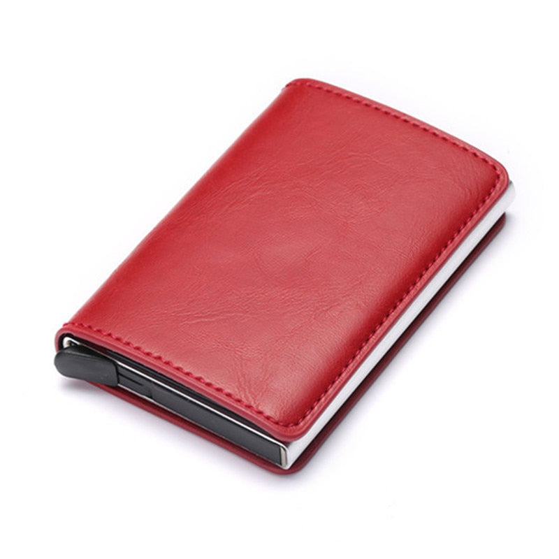 Men Woman Smart Wallet Fiber Leather RFID Cardholder with Customized Name Label