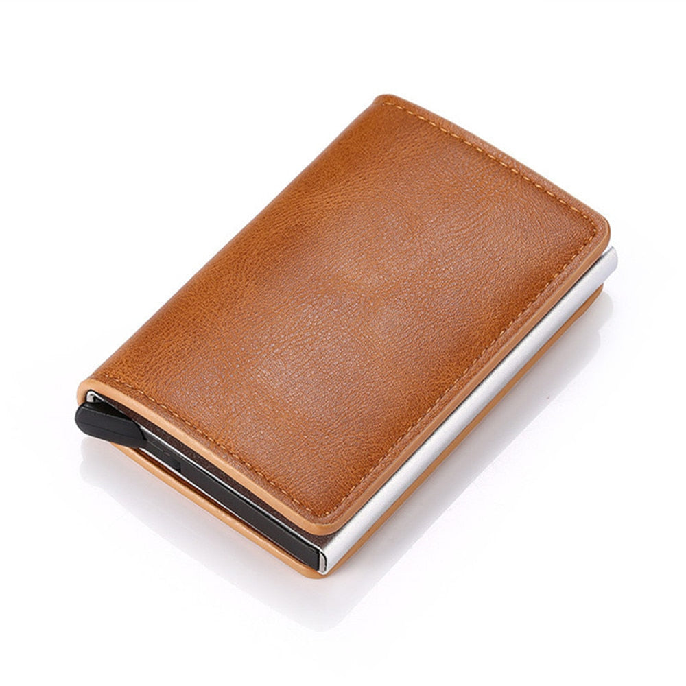 Men Woman Smart Wallet Fiber Leather RFID Cardholder with Customized Name Label