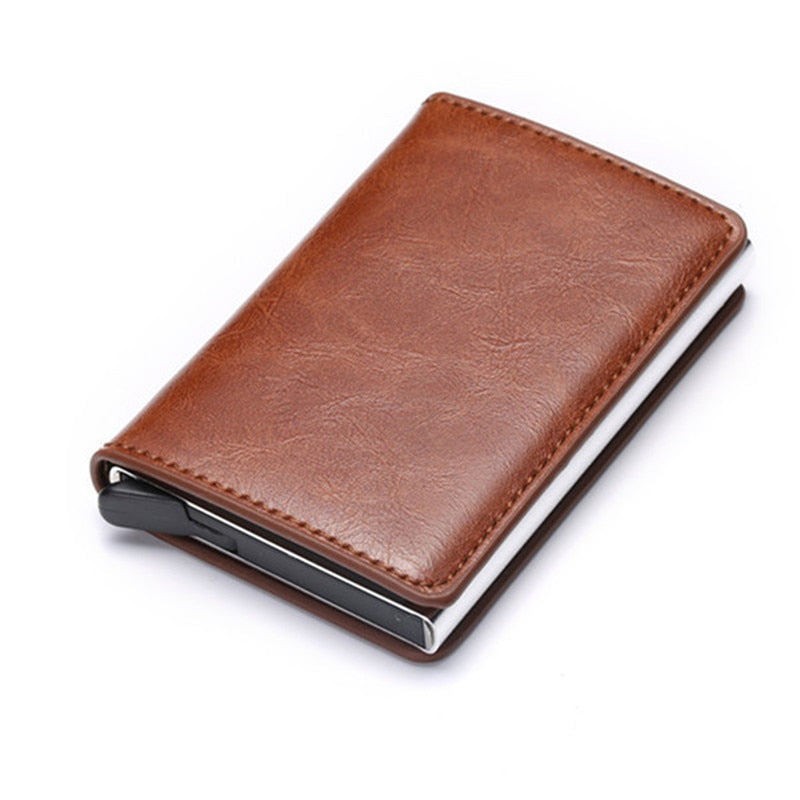 Men Woman Smart Wallet Fiber Leather RFID Cardholder with Customized Name Label