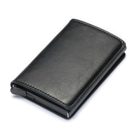 Men Woman Smart Wallet Fiber Leather RFID Cardholder with Customized Name Label