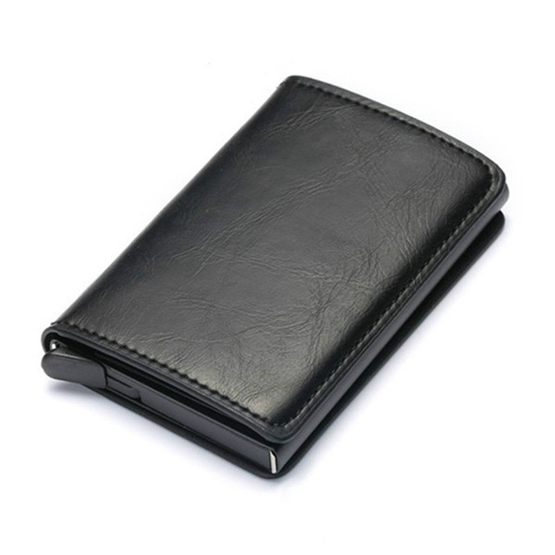 Men Woman Smart Wallet Fiber Leather RFID Cardholder with Customized Name Label