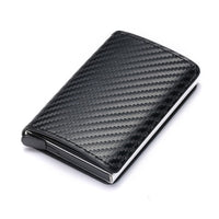 Men Woman Smart Wallet Fiber Leather RFID Cardholder with Customized Name Label