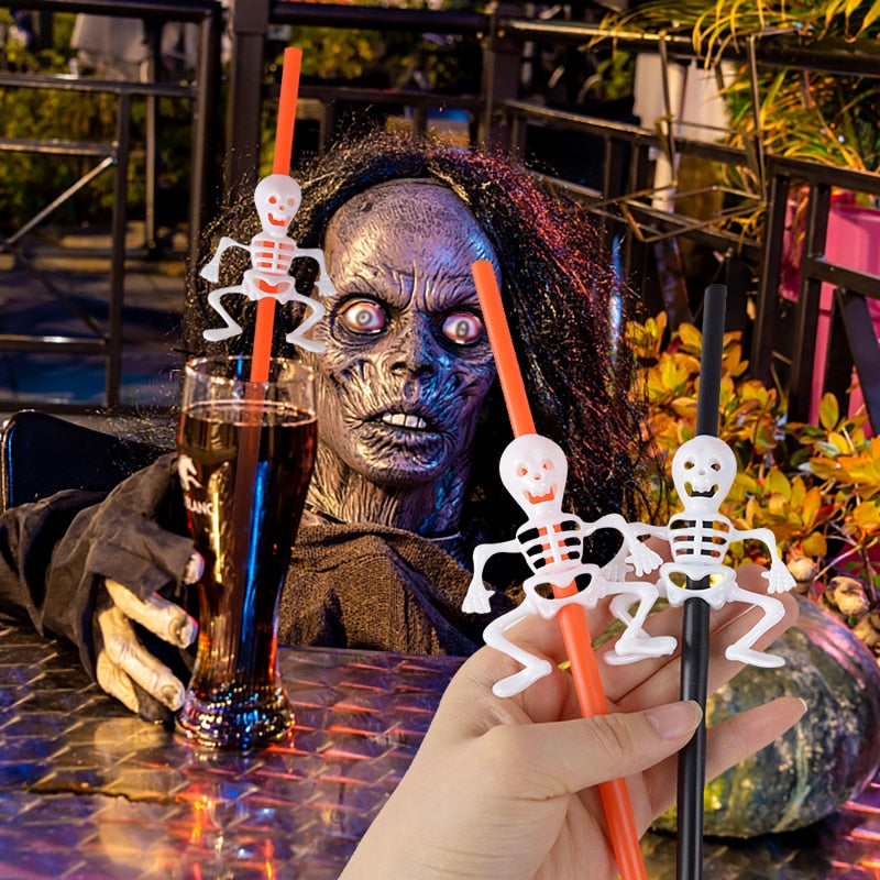 22cm Halloween Party Dinner Tableware Straws Decorations