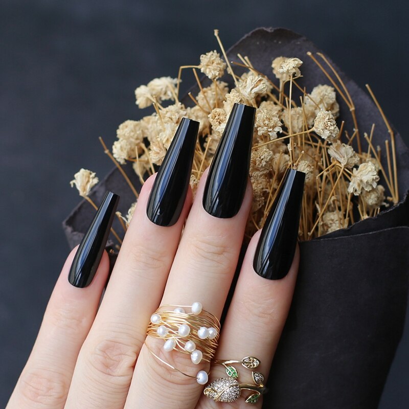 Extra Stunning Nude Long Luxury Coffin Matte False Medium Acrylic Nails