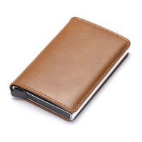 Men Woman Smart Wallet Fiber Leather RFID Cardholder with Customized Name Label