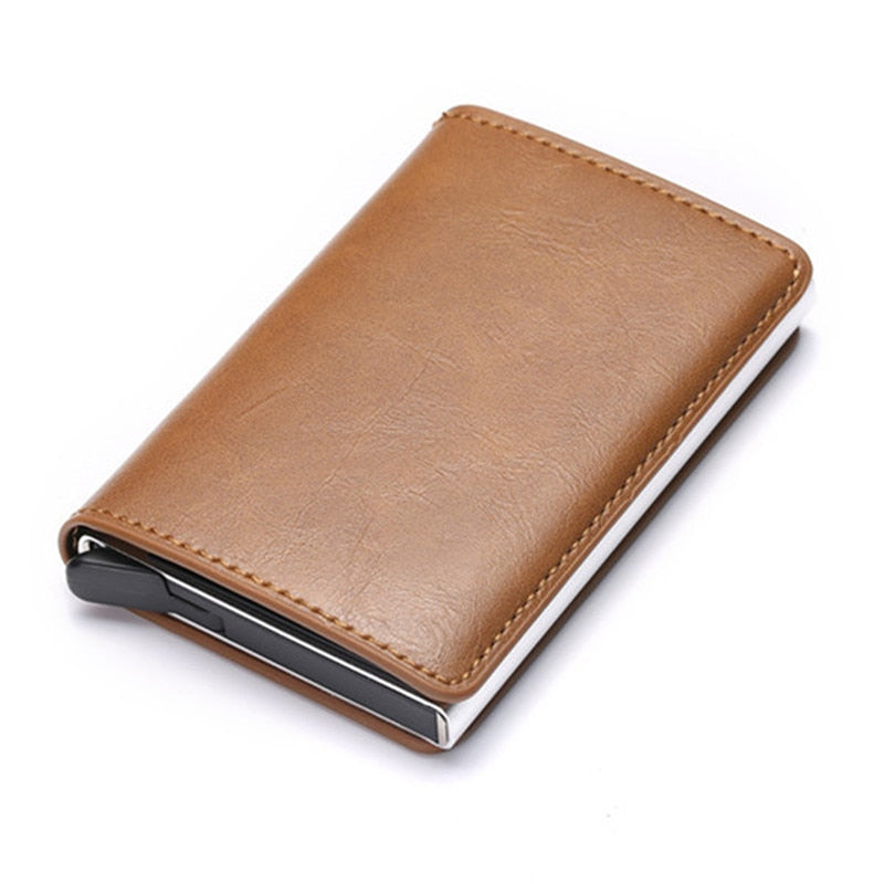 Men Woman Smart Wallet Fiber Leather RFID Cardholder with Customized Name Label