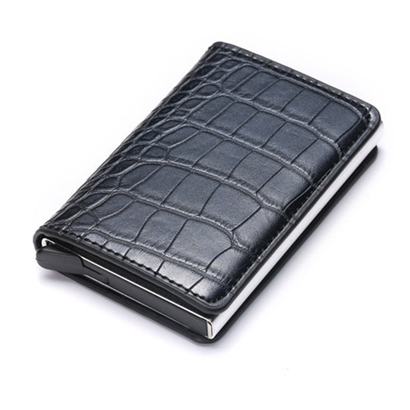 Men Woman Smart Wallet Fiber Leather RFID Cardholder with Customized Name Label