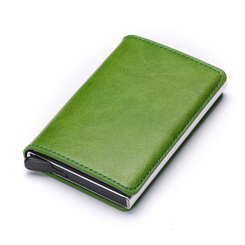 Men Woman Smart Wallet Fiber Leather RFID Cardholder with Customized Name Label