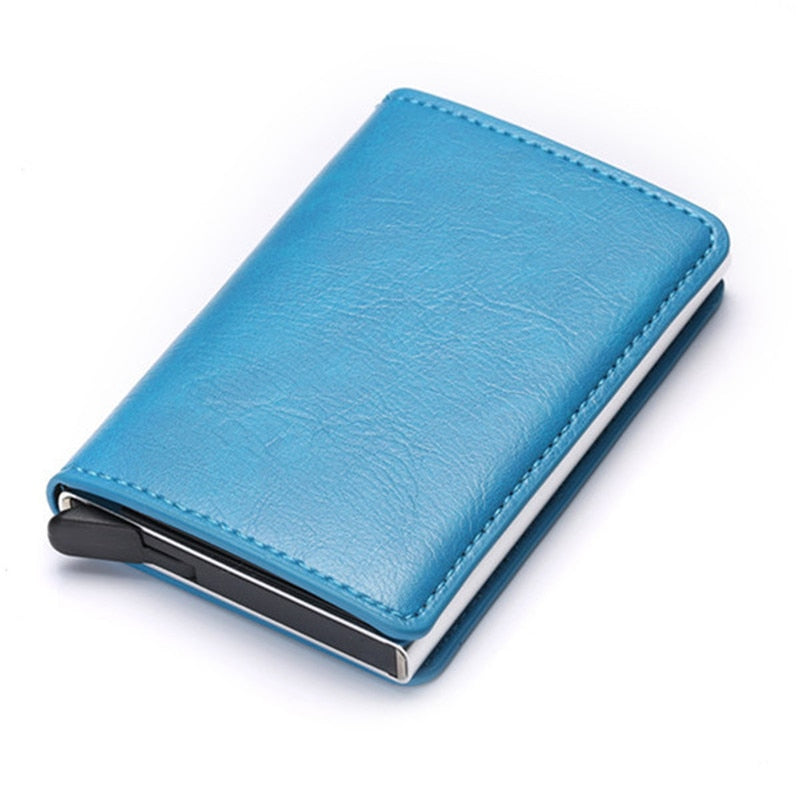 Men Woman Smart Wallet Fiber Leather RFID Cardholder with Customized Name Label