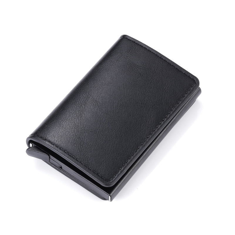 Men Woman Smart Wallet Fiber Leather RFID Cardholder with Customized Name Label