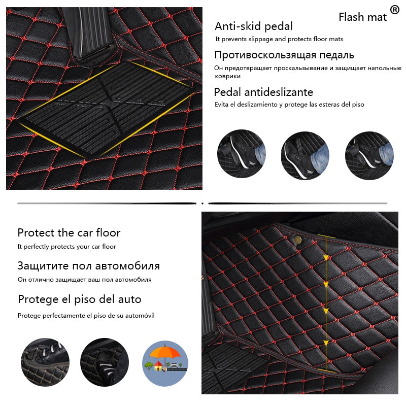 Flash Leather Floor Mats For Toyota Kia Volkswagen Honda BMW Mercedes Benz Accessories