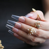 Extra Stunning Nude Long Luxury Coffin Matte False Medium Acrylic Nails