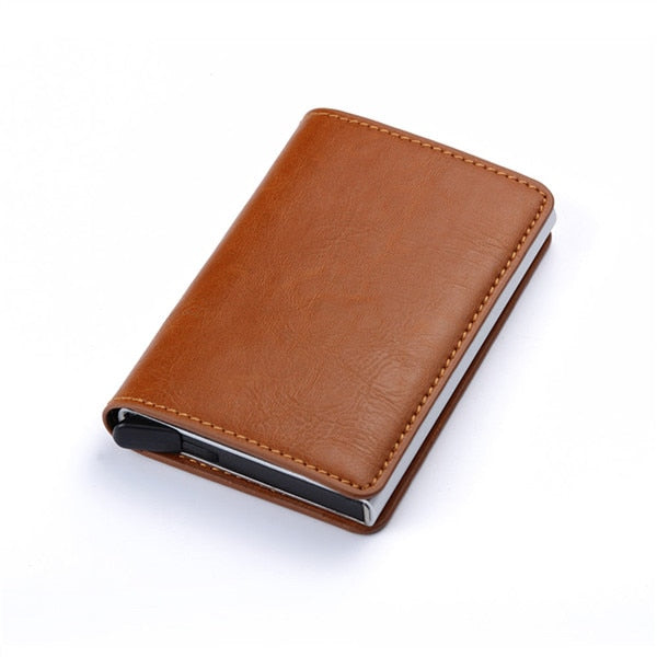 Men Woman Smart Wallet Fiber Leather RFID Cardholder with Customized Name Label