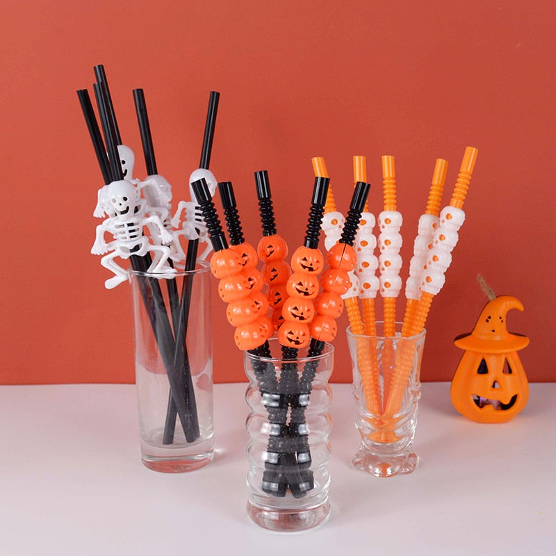 22cm Halloween Party Dinner Tableware Straws Decorations