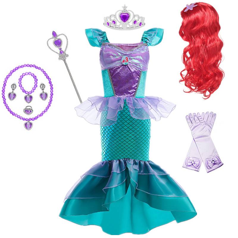 Children's Mermaid Princess Dress Girls Birthday Formal Dress Children's Day Performance Costume Cosplay Disney