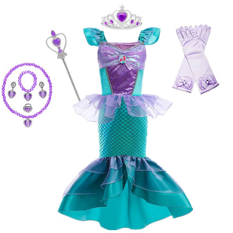 Children's Mermaid Princess Dress Girls Birthday Formal Dress Children's Day Performance Costume Cosplay Disney