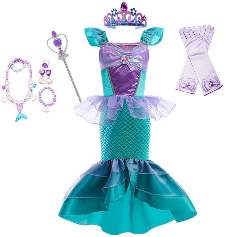 Children's Mermaid Princess Dress Girls Birthday Formal Dress Children's Day Performance Costume Cosplay Disney