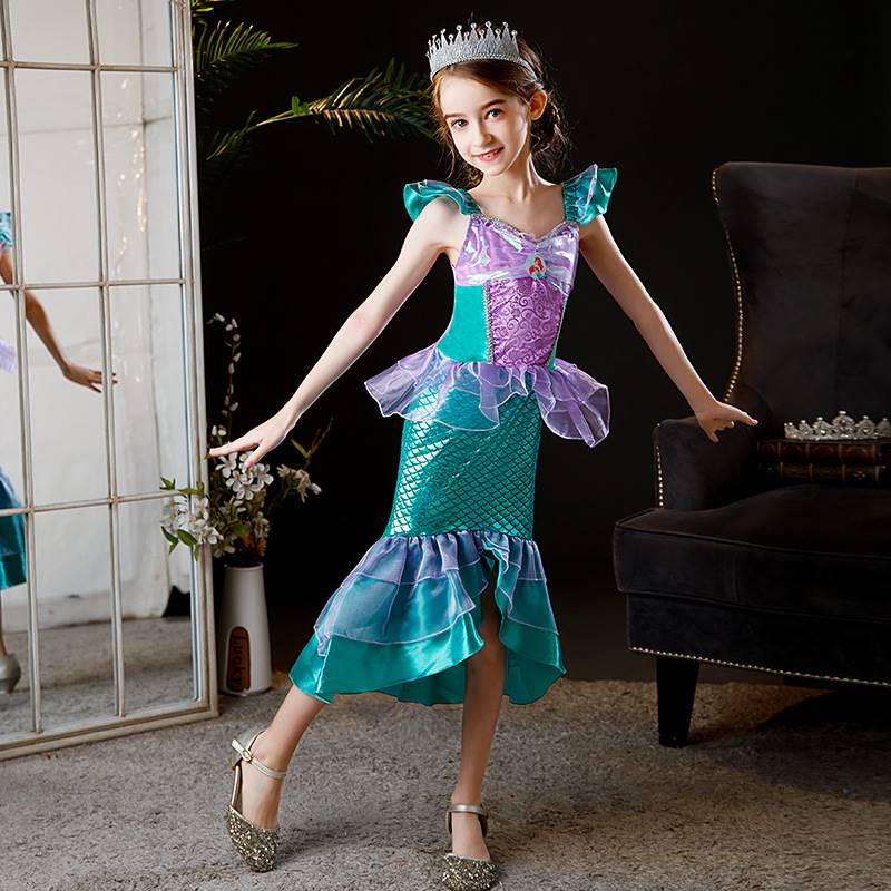 Children's Mermaid Princess Dress Girls Birthday Formal Dress Children's Day Performance Costume Cosplay Disney