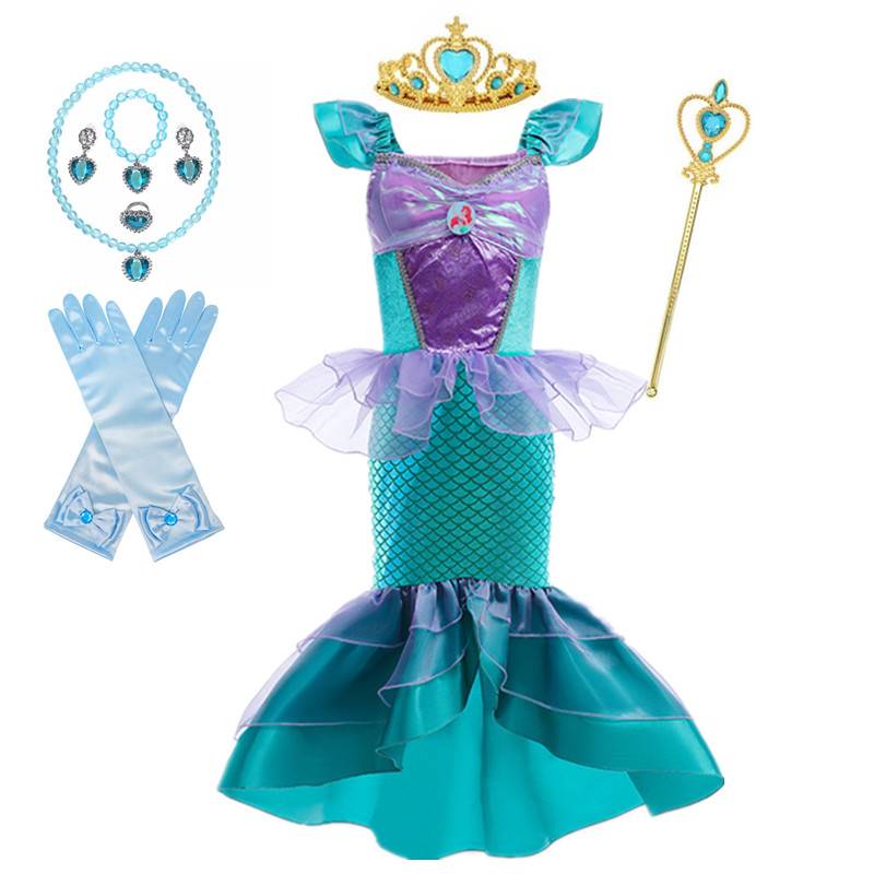 Children's Mermaid Princess Dress Girls Birthday Formal Dress Children's Day Performance Costume Cosplay Disney