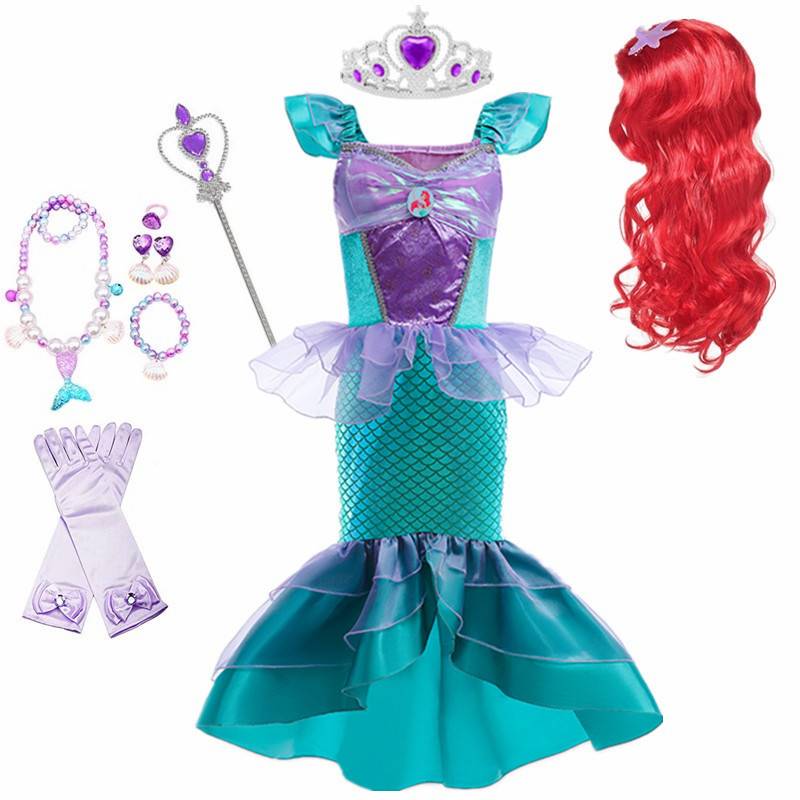 Children's Mermaid Princess Dress Girls Birthday Formal Dress Children's Day Performance Costume Cosplay Disney