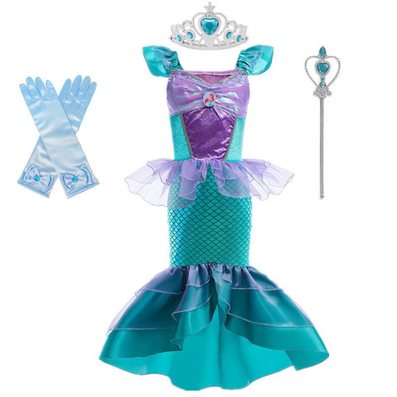 Children's Mermaid Princess Dress Girls Birthday Formal Dress Children's Day Performance Costume Cosplay Disney