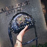 Embroidery Elephant Bag Lock Shell Leather Chain Women Shoulder Crossbody Bag