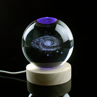 3D Planet Solar System Crystal Ball With Laser Engraved Galaxy or Astronomical Elements