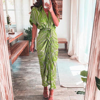 Elegant Women Summer Fashion Printed Short Sleeve Vintage Dress