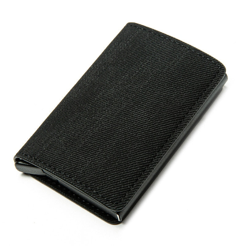 Men Woman Smart Wallet Fiber Leather RFID Cardholder with Customized Name Label