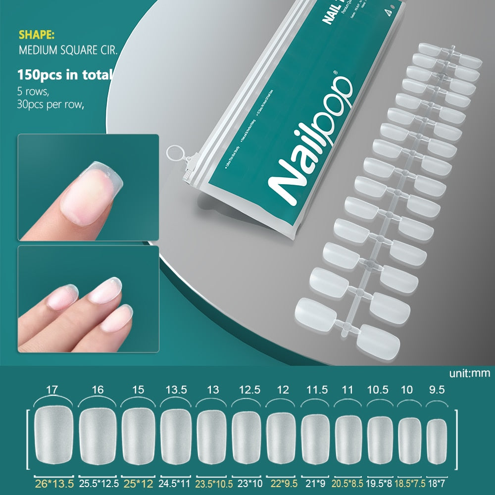 NAILPOP 120pcs False Nails Acrylic Press on Artificial Nails Clear Tips for Manicure Extension