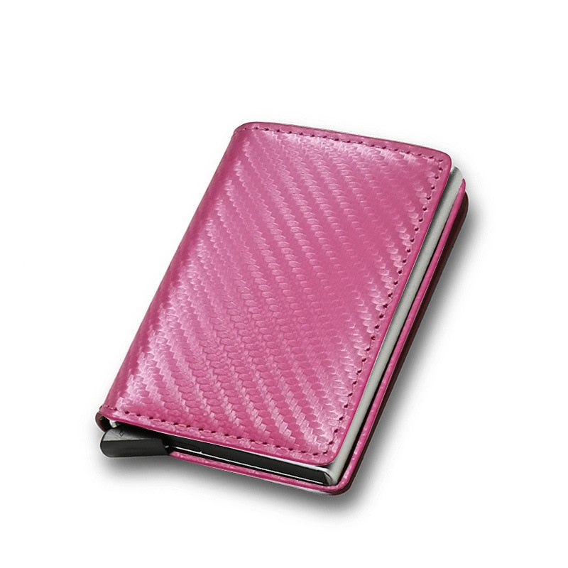 Men Woman Smart Wallet Fiber Leather RFID Cardholder with Customized Name Label