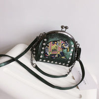 Embroidery Elephant Bag Lock Shell Leather Chain Women Shoulder Crossbody Bag