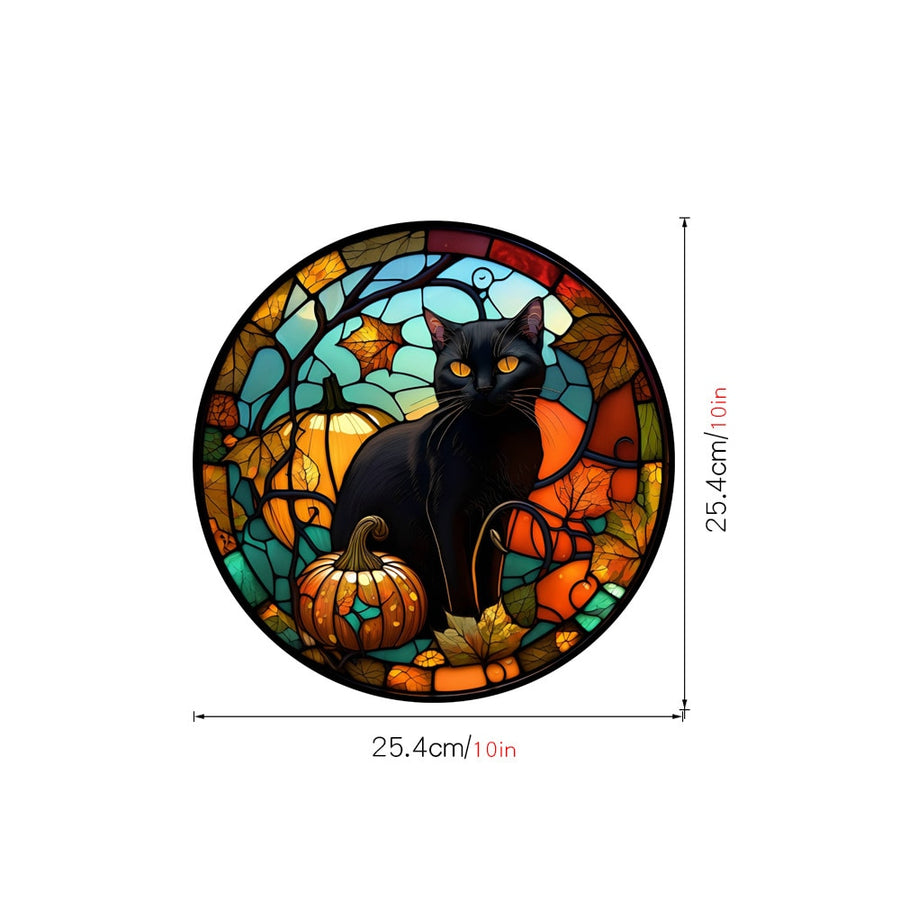 Halloween Stained Colorful Horror Castle Static Window Glass Decorative Stickers