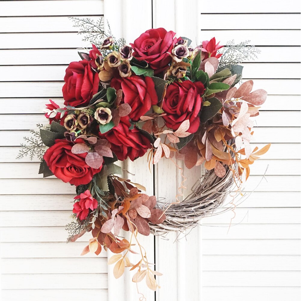 Artificial Rose Seasonal Wreath Home Party Decor