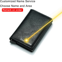 Men Woman Smart Wallet Fiber Leather RFID Cardholder with Customized Name Label