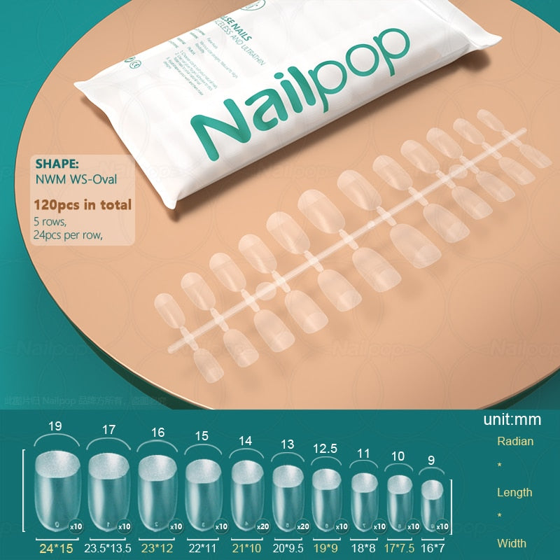 NAILPOP 120pcs False Nails Acrylic Press on Artificial Nails Clear Tips for Manicure Extension