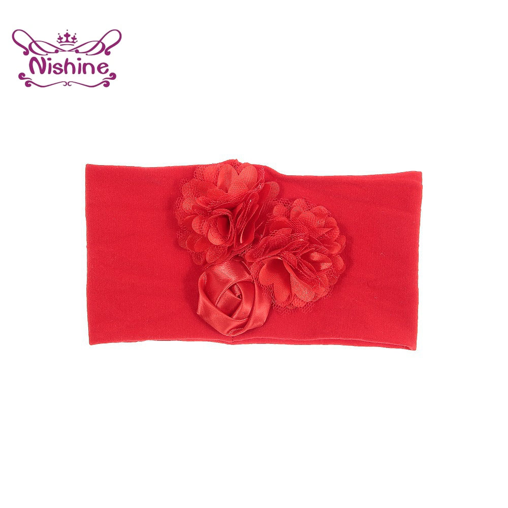 Soft Stretch Newborn and Toddler Satin Rose Flower Headband