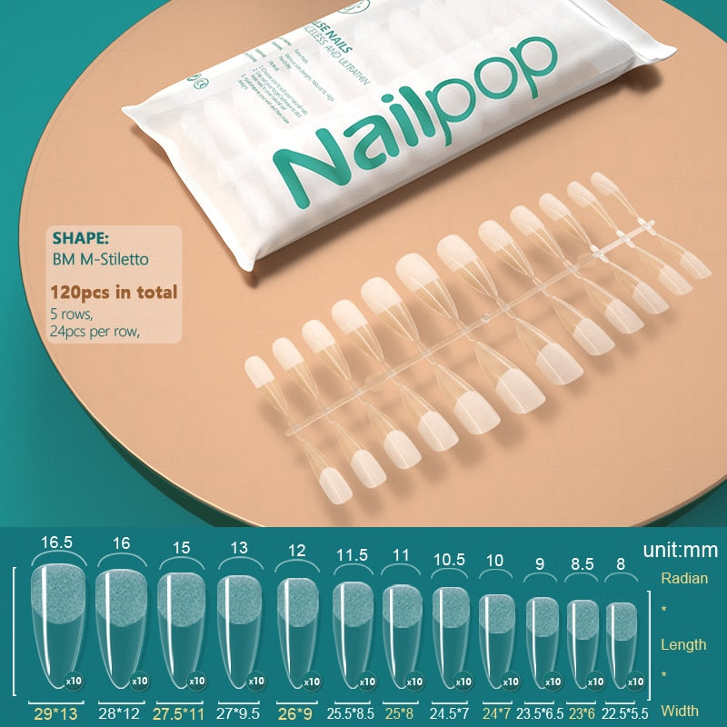 NAILPOP 120pcs False Nails Acrylic Press on Artificial Nails Clear Tips for Manicure Extension