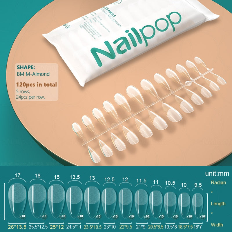 NAILPOP 120pcs False Nails Acrylic Press on Artificial Nails Clear Tips for Manicure Extension