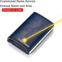 Men Woman Smart Wallet Fiber Leather RFID Cardholder with Customized Name Label