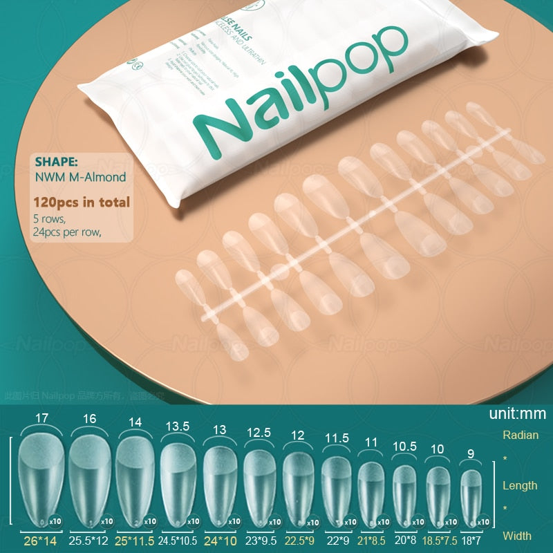 NAILPOP 120pcs False Nails Acrylic Press on Artificial Nails Clear Tips for Manicure Extension