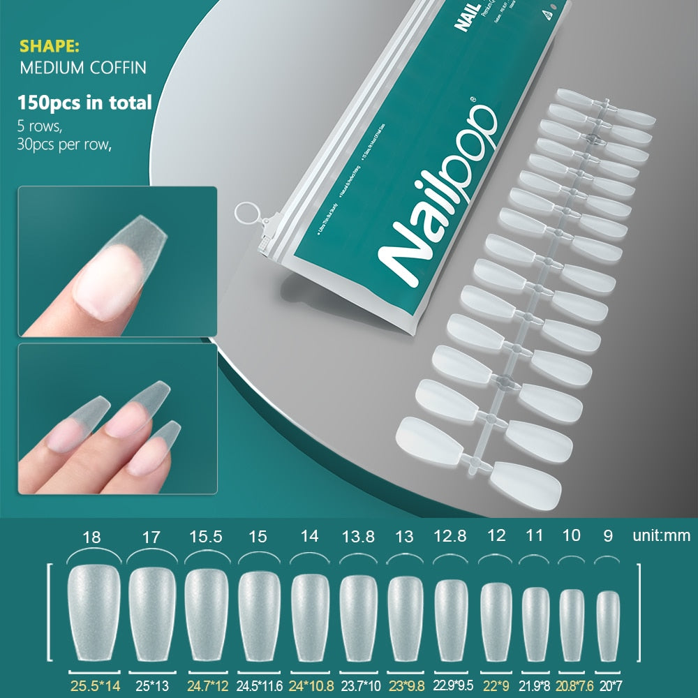 NAILPOP 120pcs False Nails Acrylic Press on Artificial Nails Clear Tips for Manicure Extension