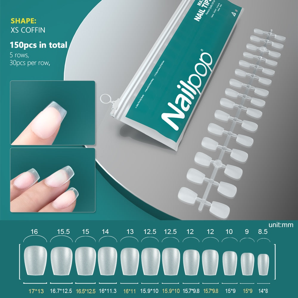 NAILPOP 120pcs False Nails Acrylic Press on Artificial Nails Clear Tips for Manicure Extension