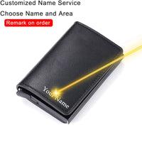 Men Woman Smart Wallet Fiber Leather RFID Cardholder with Customized Name Label