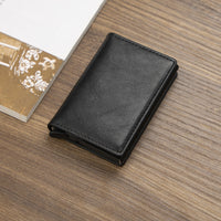 Men Woman Smart Wallet Fiber Leather RFID Cardholder with Customized Name Label