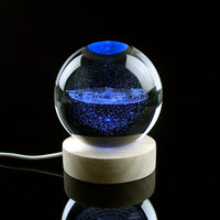 3D Planet Solar System Crystal Ball With Laser Engraved Galaxy or Astronomical Elements