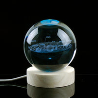 3D Planet Solar System Crystal Ball With Laser Engraved Galaxy or Astronomical Elements