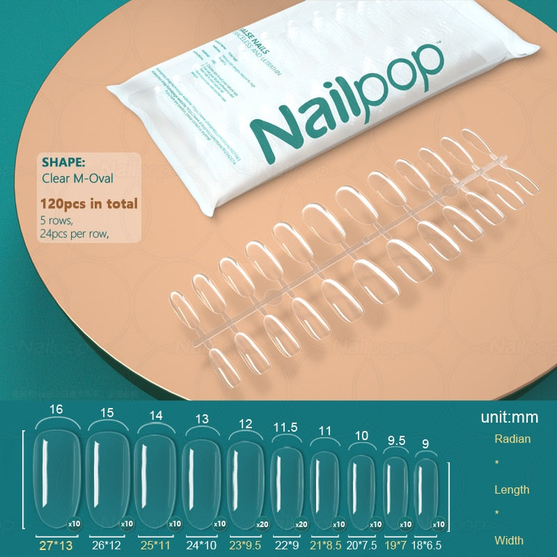 NAILPOP 120pcs False Nails Acrylic Press on Artificial Nails Clear Tips for Manicure Extension